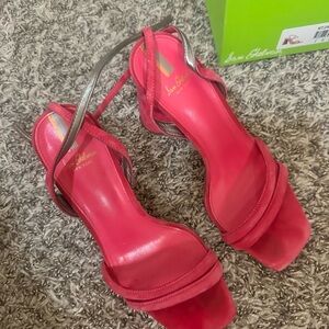 Sam Edelman Women's Pink Kit Dahlia Suede Strappy Heels